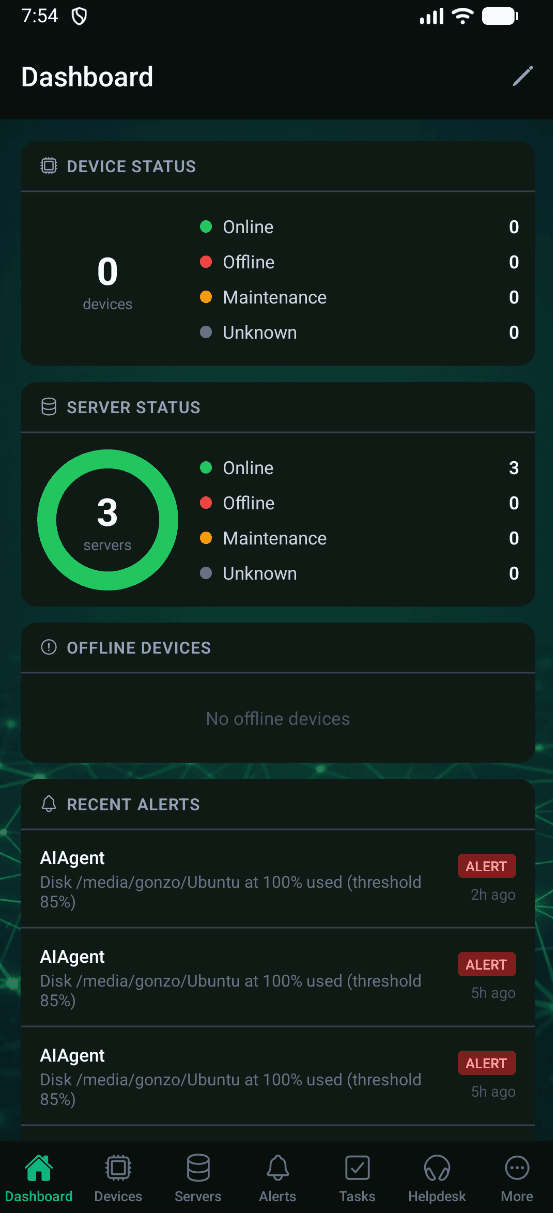 JOATOS mobile app dashboard